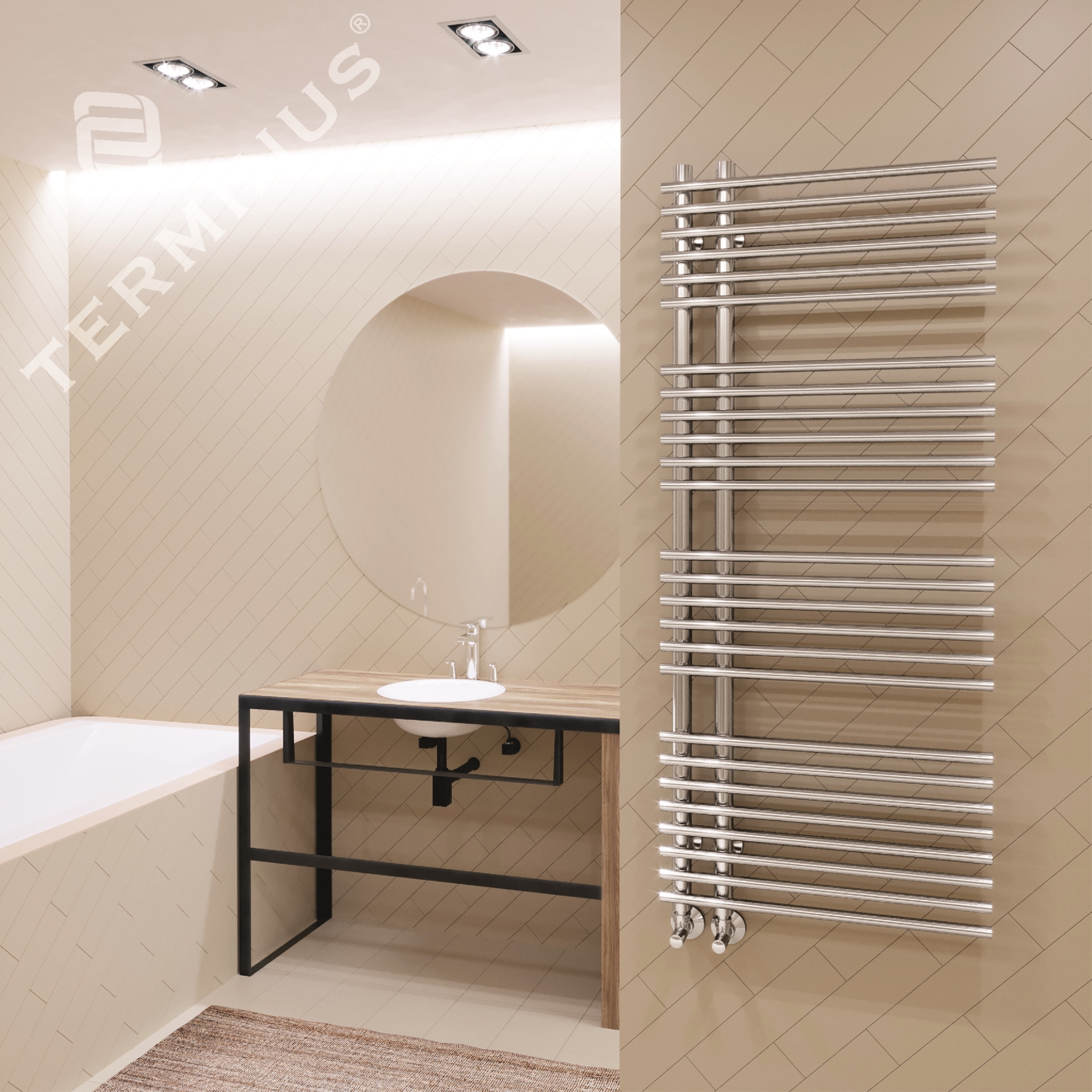 4620768886591 ЛЮКС Астра П26 500х1296 (8+6+6+6) Полотенцесушитель TERMINUS RAL 9016 глянец - Вид №3