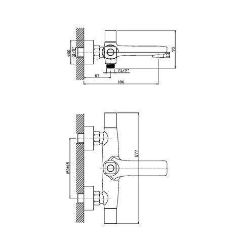 Orange Fenix M31-100cr ванно/душевой двухвентильный смеситель, с аксесуарами, лейка 3 функции Хром sun-id-1517143 - Вид №2