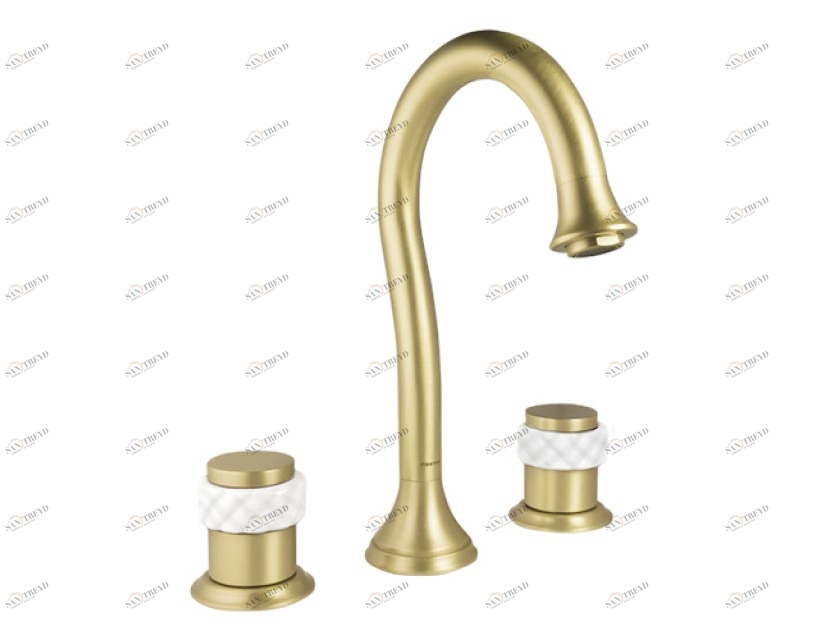 065501.R00.24 Раковина с тремя отверстиями из белого фарфора Матовый сатин Mestre 