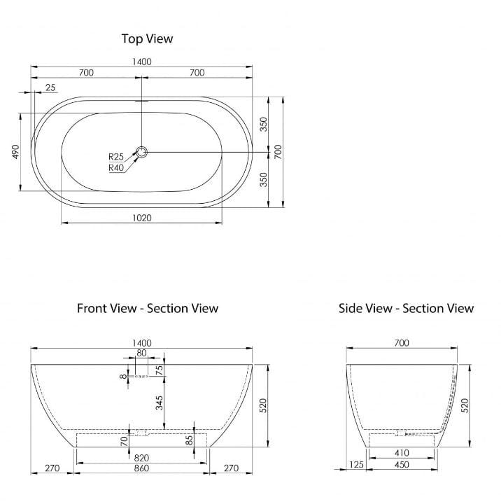 Овальная ванна в центре комнаты из смолы LUSSO Пикассо ARCH-00125611 - Вид №14
