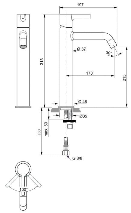 Металлический смеситель для раковины Ideal Standard Joy ARCH-00037016 - Вид №4