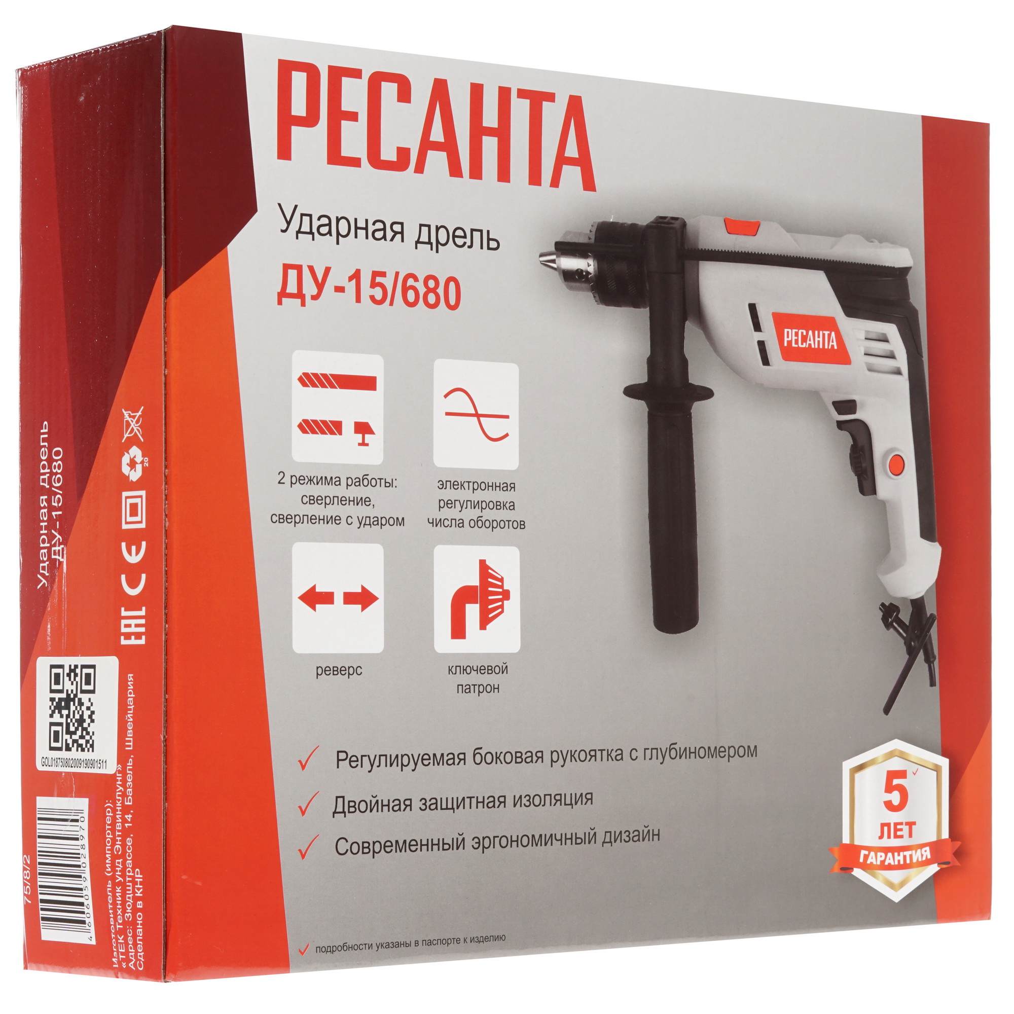 Дрель  Ресанта ДУ-15/680 8160143 STDN-0138698 - Вид №6
