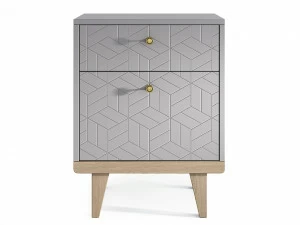 Тумбочка прикроватная для спальни с 2 ящиками серая Thimon THE IDEA  210327 Серый