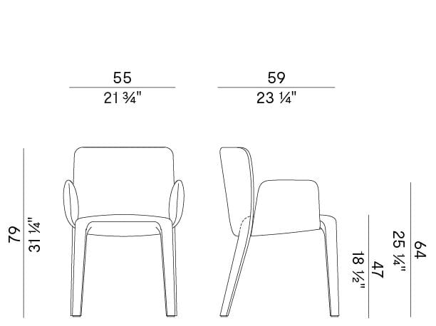 Мягкое тканевое кресло с подлокотниками Potocco ARCH-00062725 - Вид №2