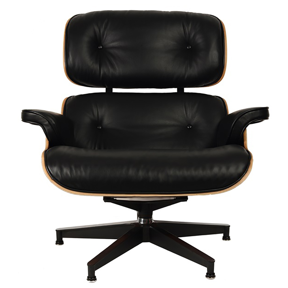 Кресло кожаное черное с подставкой для ног Eames Style Lounge Chair SOHO DESIGN ДИЗАЙНЕРСКИЕ, LOUNGE CHAIR 131497 Черный  - Вид №3