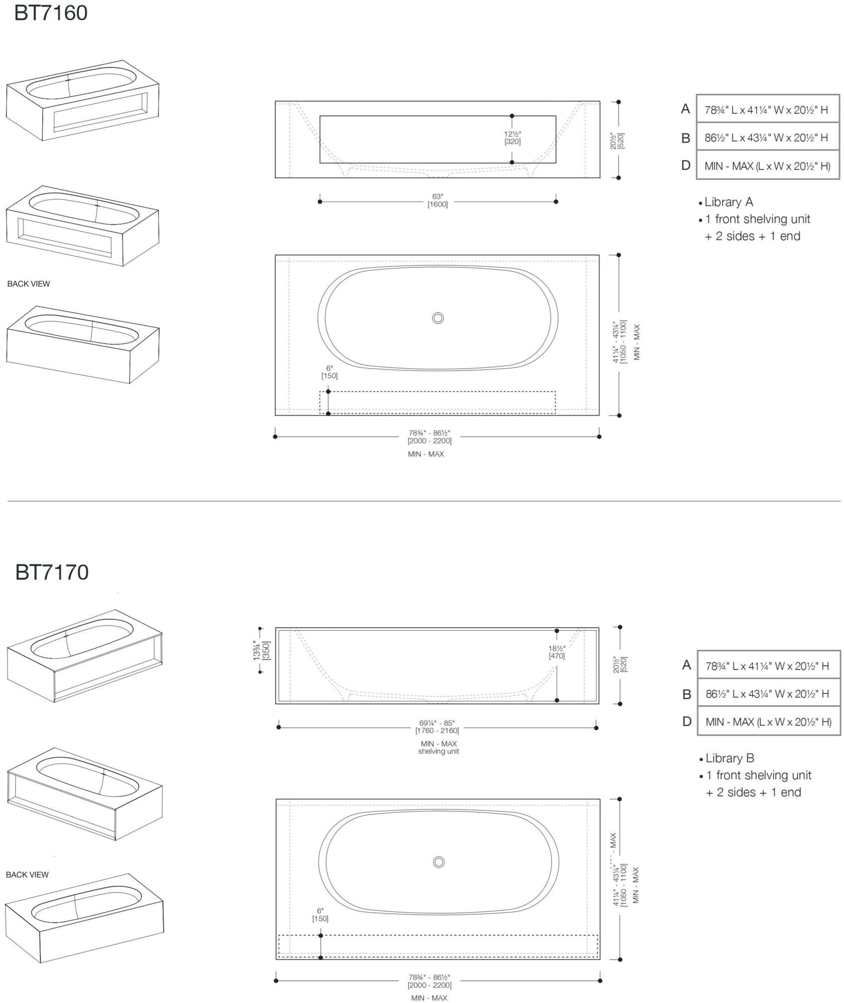 Blu Bathworks® Прямоугольная ванна синего цвета ∙ stone ™ Designer bathtub series Bt7100 - Вид №5