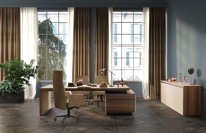 i 4 Mariani Низкий офисный ящик для хранения из дерева с распашными дверцами Kefa sun-id-1348168 - Вид №1