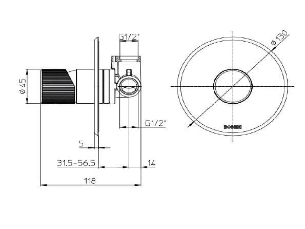 Смеситель для душа из хромированной латуни Bossini PLY ARCH-00094753 - Вид №2