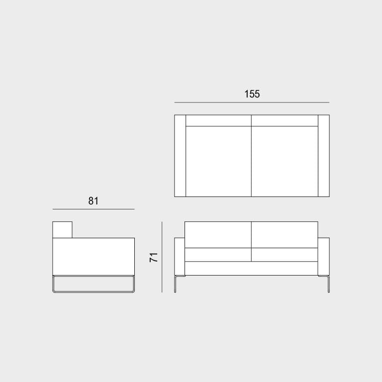 2-местный кожаный контрактный диван Viganò Cubiko ARCH-00122834 - Вид №5