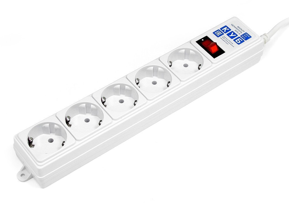 SPG-B-10-WHITE Surge protector power cube b 3.0 m 5 outlets (white) 10a / 2.2kw Электрическая мануфактура Santreyd 