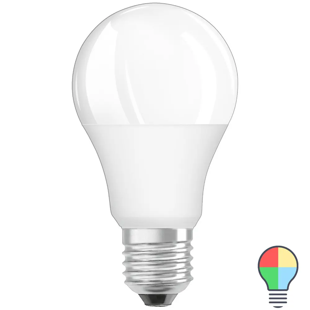 Лампа светодиодная Osram E27 220-240 В 9 Вт груша матовая 806 лм, регулируемый цвет света RGBW, для диммера, с пультом ДУ STLM-2076066