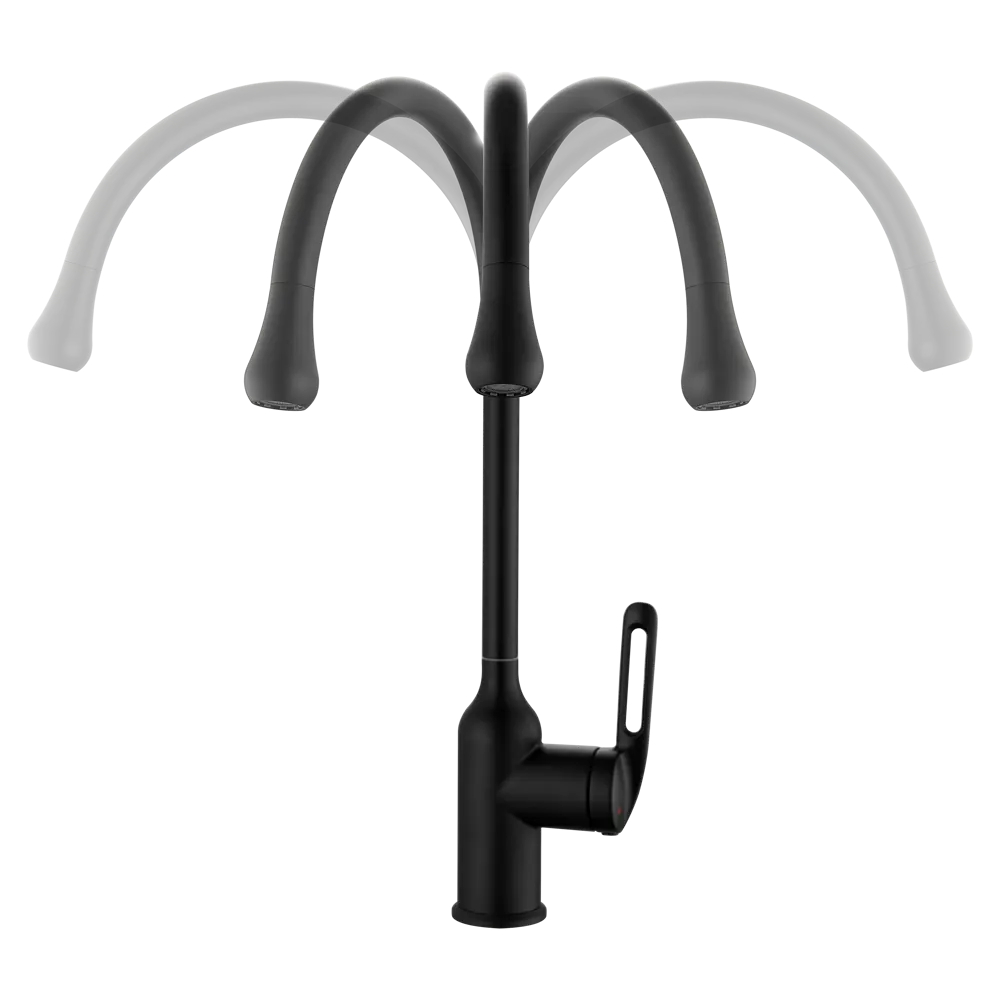 Смеситель для кухни Haiba HB71825-7 черный с поворотным изливом 89396809 STLM-1575806 - Вид №3