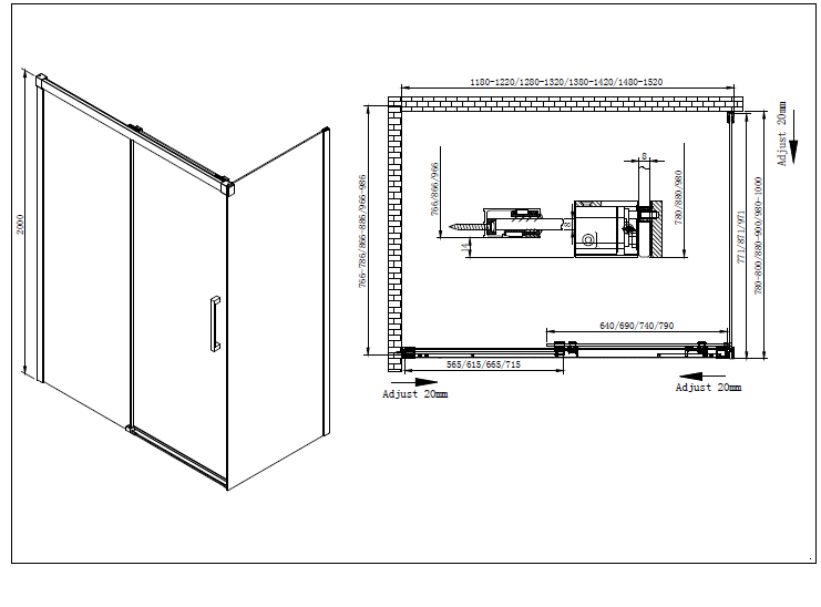 Душевой уголок CEZARES LUX-SOFT-W-AH-1-140/80-C-Cr-IV - Вид №3