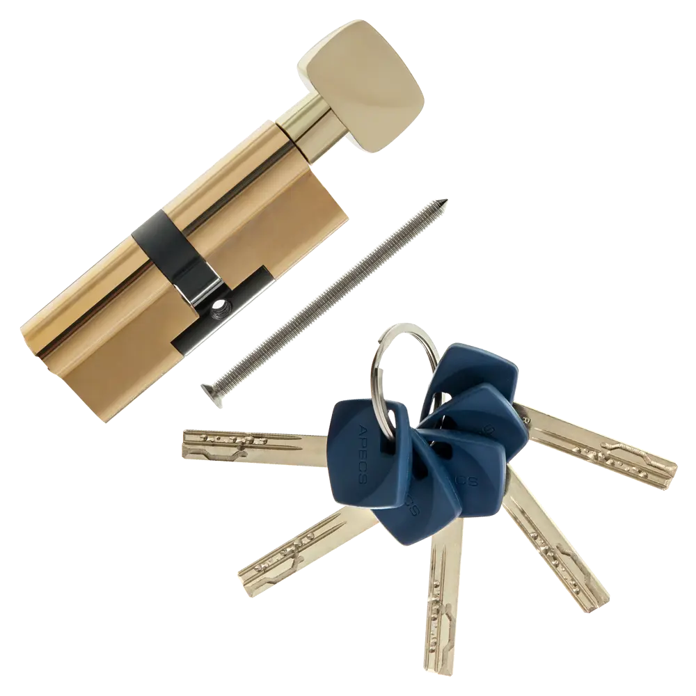 Цилиндр Apecs Premier XR-80-C15-G, 40x40 мм, ключ/вертушка, цвет золото ЦИЛИНДР APECS PREM XR-80-C15-G КЛ-ВЕРТ STLM-2085991 - Вид №1