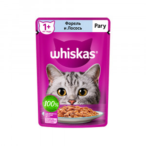 ПР0059372 Корм для кошек форель, лосось рагу пауч 75г WHISKAS