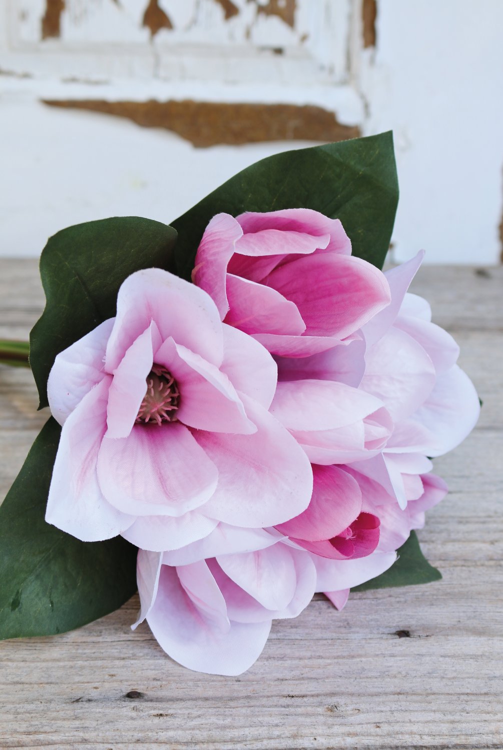 3014 515 a3 Искусственный букет магнолии, 7 цветков, 31 см, розовый H-andreas  - Вид №8