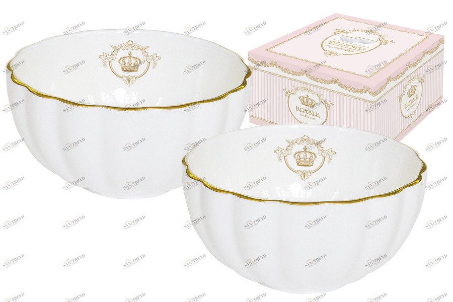 Салатники из фарфора 2 шт белые "Роял" EASY LIFE  00-3973477 Белый 