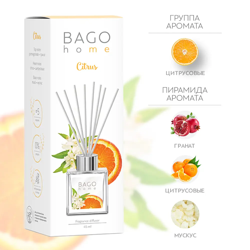 Bago home Диффузор ароматический «Цитрус» для свежести интерьера 82206245 STLM-0021948 - Вид №1
