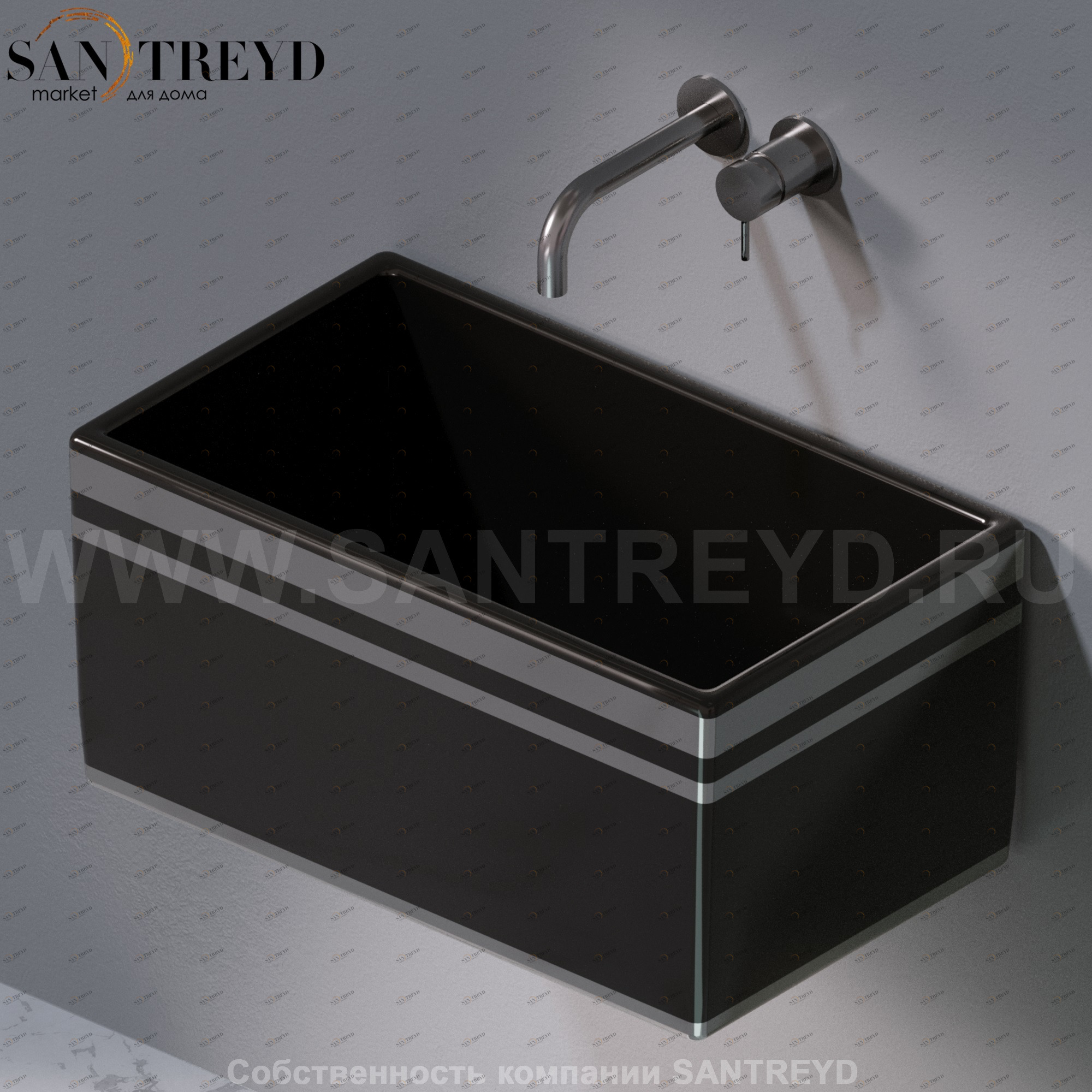 L112476P Подвесная раковина настенная прямоугольная A. e T. Italia Tower черная AeT ITALIA