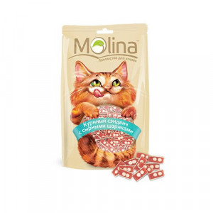 ПР0039817 Лакомство для кошек Куриный сэндвич с сырными шариками 80г Molina