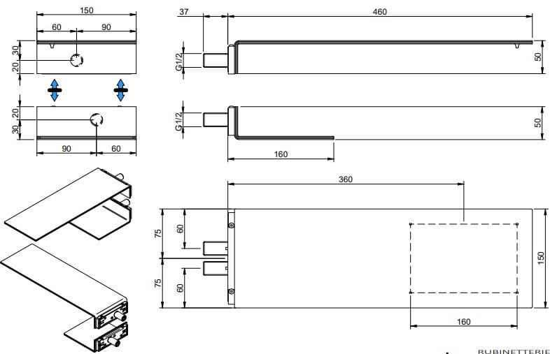 Набор для душа из нержавеющей стали с душем Rubinetterie Treemme 3.6 ARCH-00110117 - Вид №1