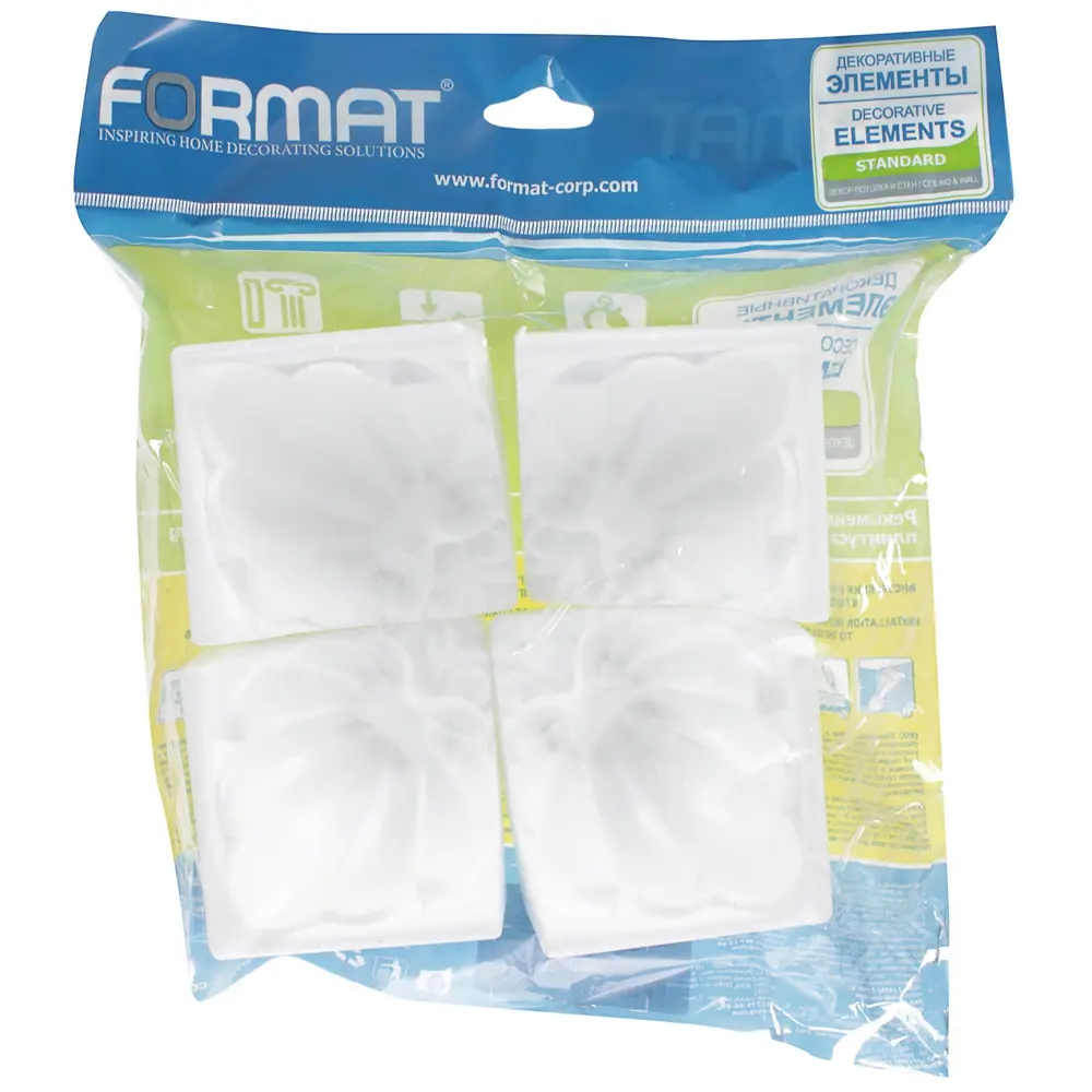 Уголок для потолочного плинтуса полистирол Format 6001 белый 80-100 мм 4 шт STLM-2006611 - Вид №2