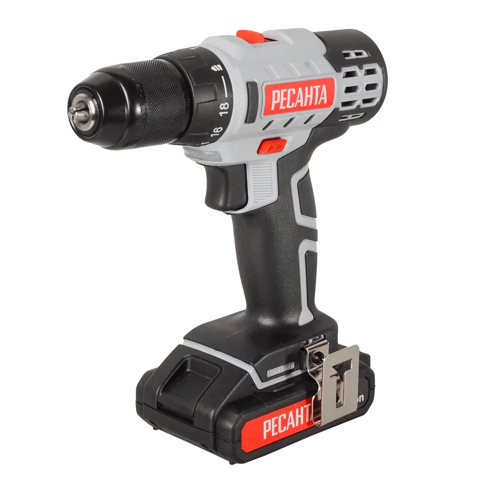 Дрель-шуруповерт аккумуляторная Ресанта ДА-20-2ЛК, 20 В Li-Ion 2x2 Ач STLM-2000753