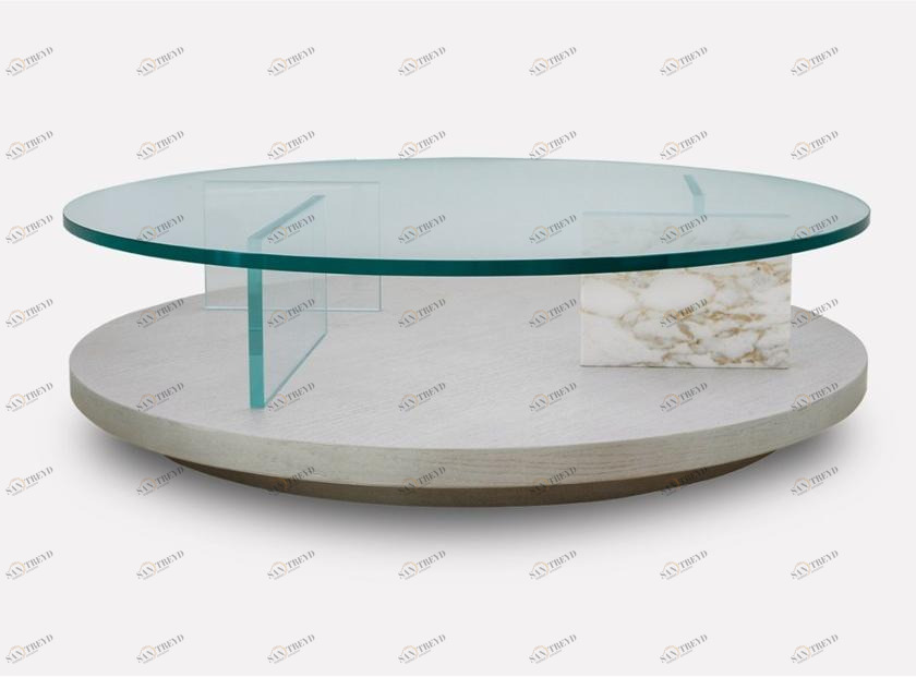 MORADA Низкий круглый журнальный столик из дерева и стекла Puro Puro ctr