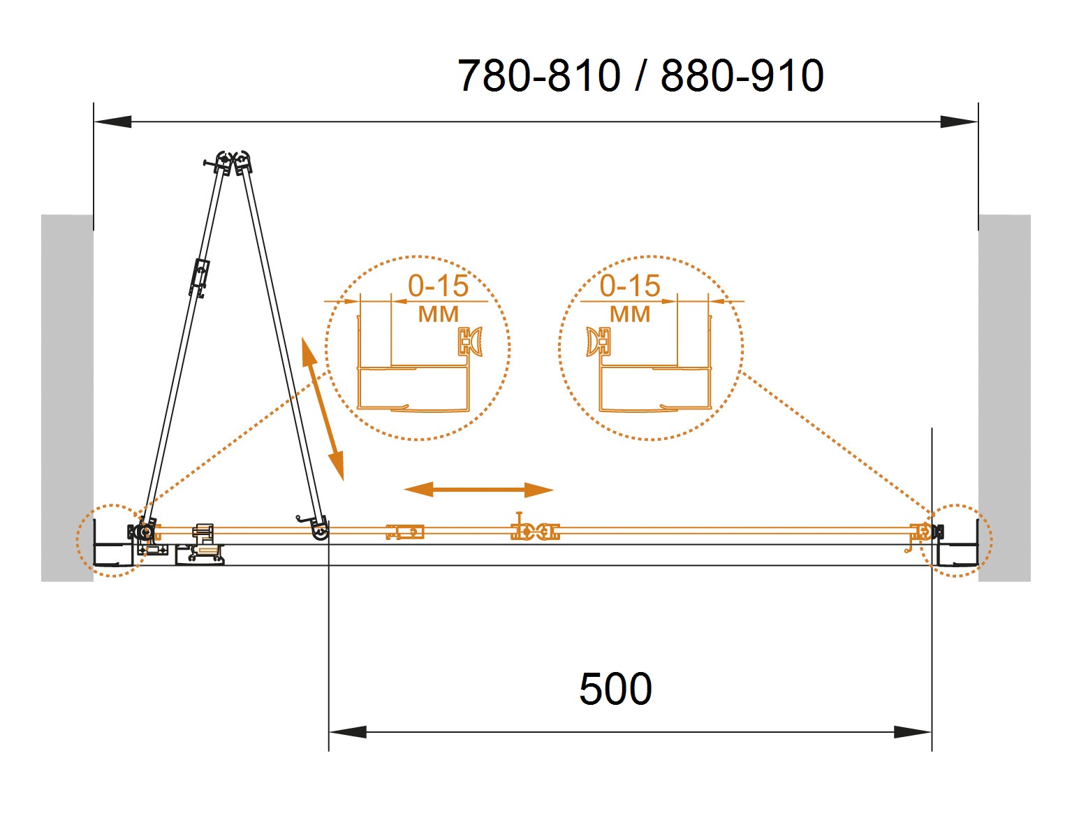 Душевая дверь в нишу CEZARES ECO-O-BS-90-C-Cr - Вид №6