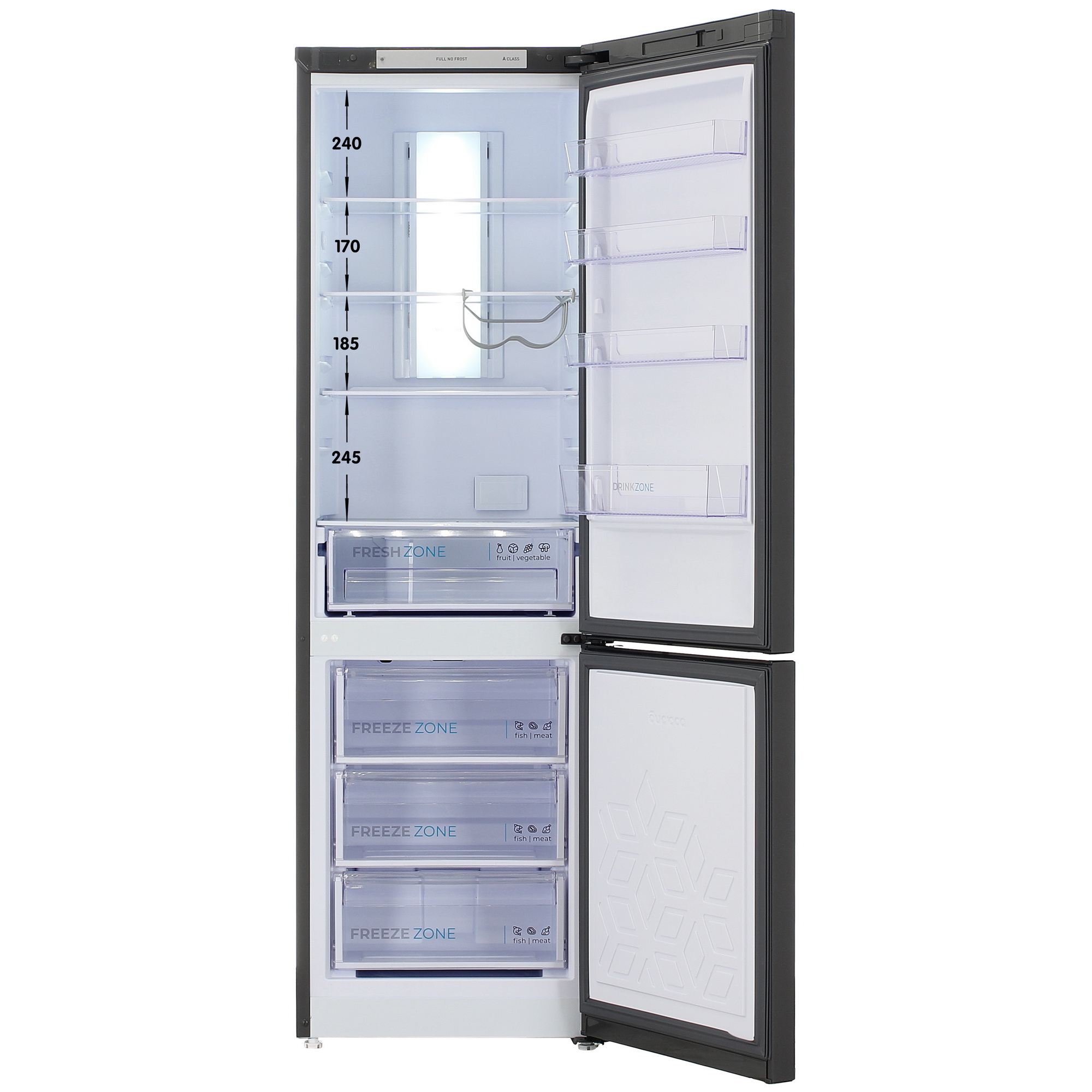 9055877 Холодильник с морозильником   Бирюса W960NF серый STDN-0115070 - Вид №1