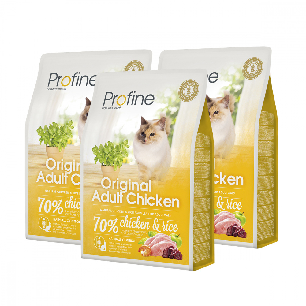 ПР0041292*3 Корм для кошек Original Adult курица сух. 2кг (упаковка - 3 шт) PROFINE 