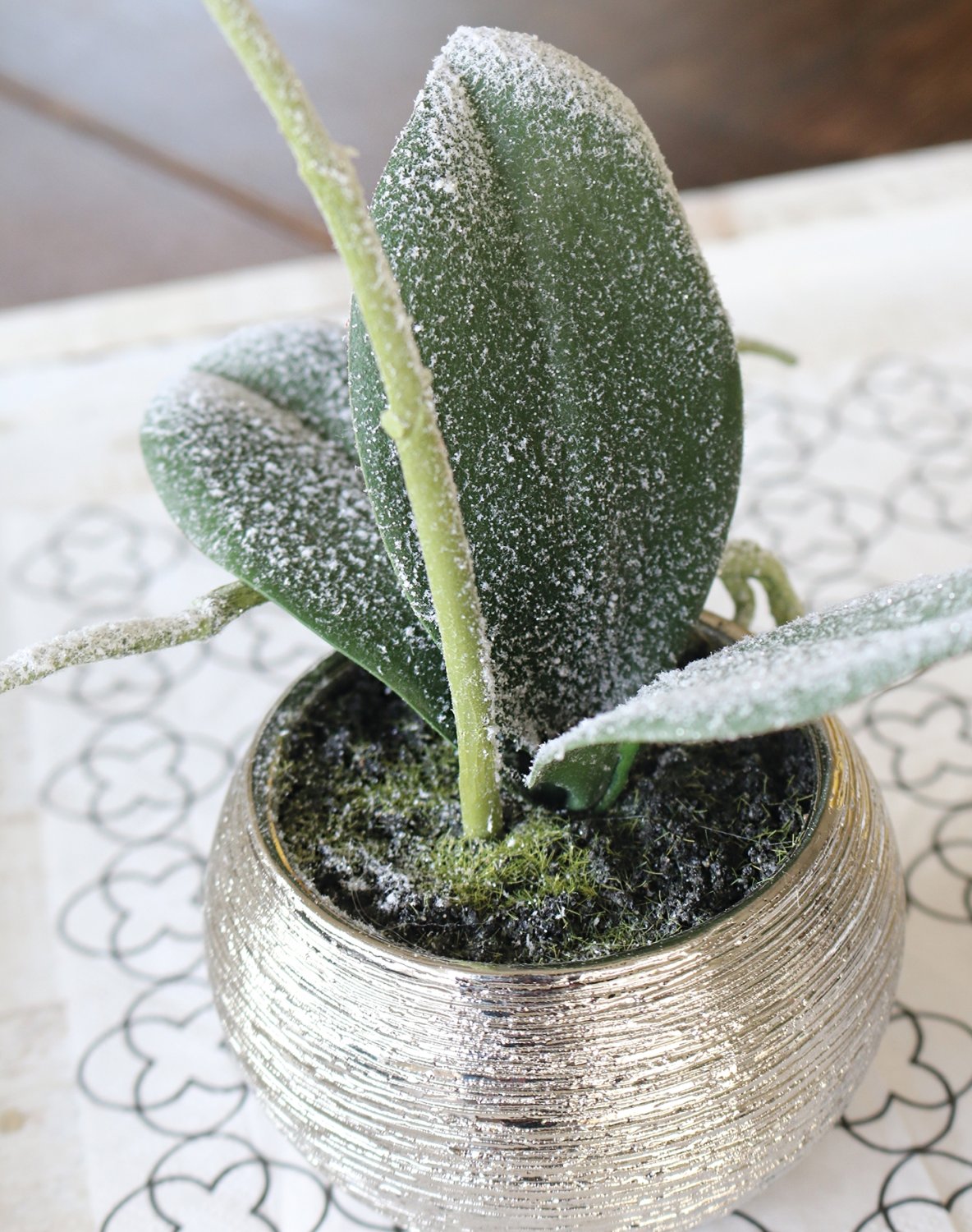 2968 799 a3 Пластиковая орхидея Phalaenopsis, матовая, горшечная, 33 см, белая матовая H-andreas 