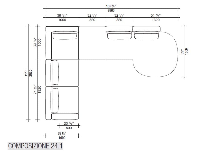Угловой диван из ткани с полуостровом Lema Venise ARCH-00125173 - Вид №45