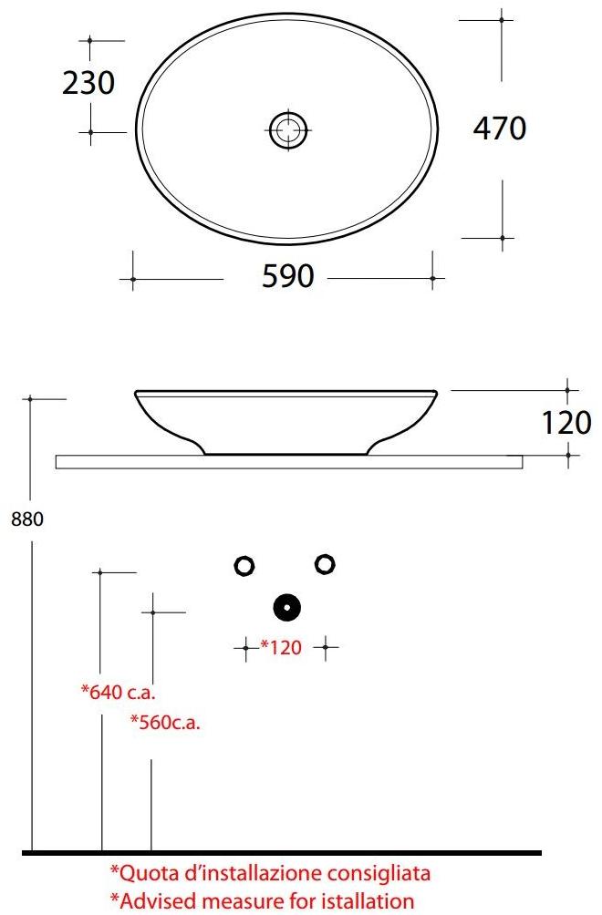 Lil4b59001 Накладная раковина на столешницу  овальная Olympia Ceramica LAVABI D'ARREDO - Вид №2