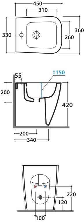 St009/010 - ss010.bi Биде напольное STONE Ceramica Globo - Вид №6