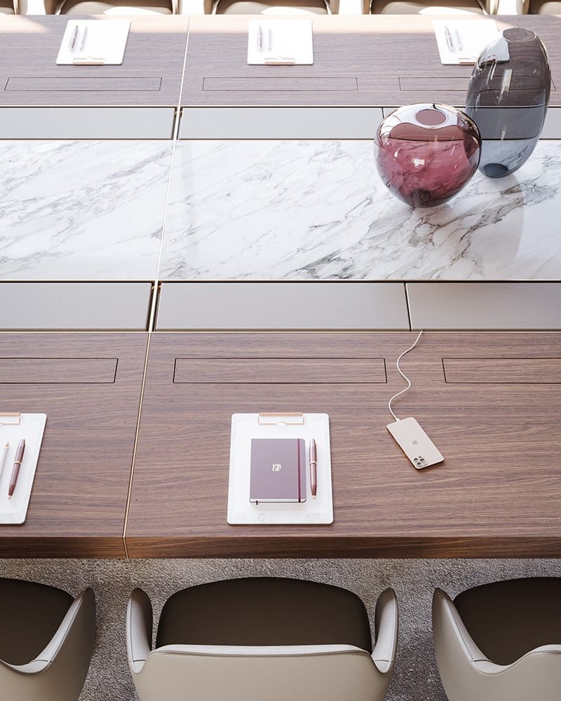 Прямоугольный стол для собраний из ореха и стеклянной столешницы PROF Bespoke ARCH-00097913 - Вид №3