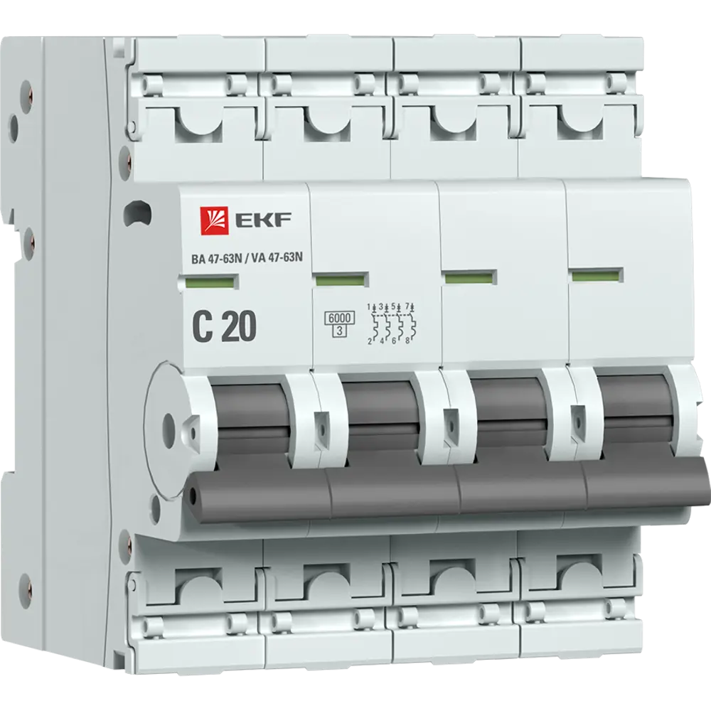 Автоматический выключатель EKF Proxima ВА47-63 4P N C20 А 6 кА STLM-2200526