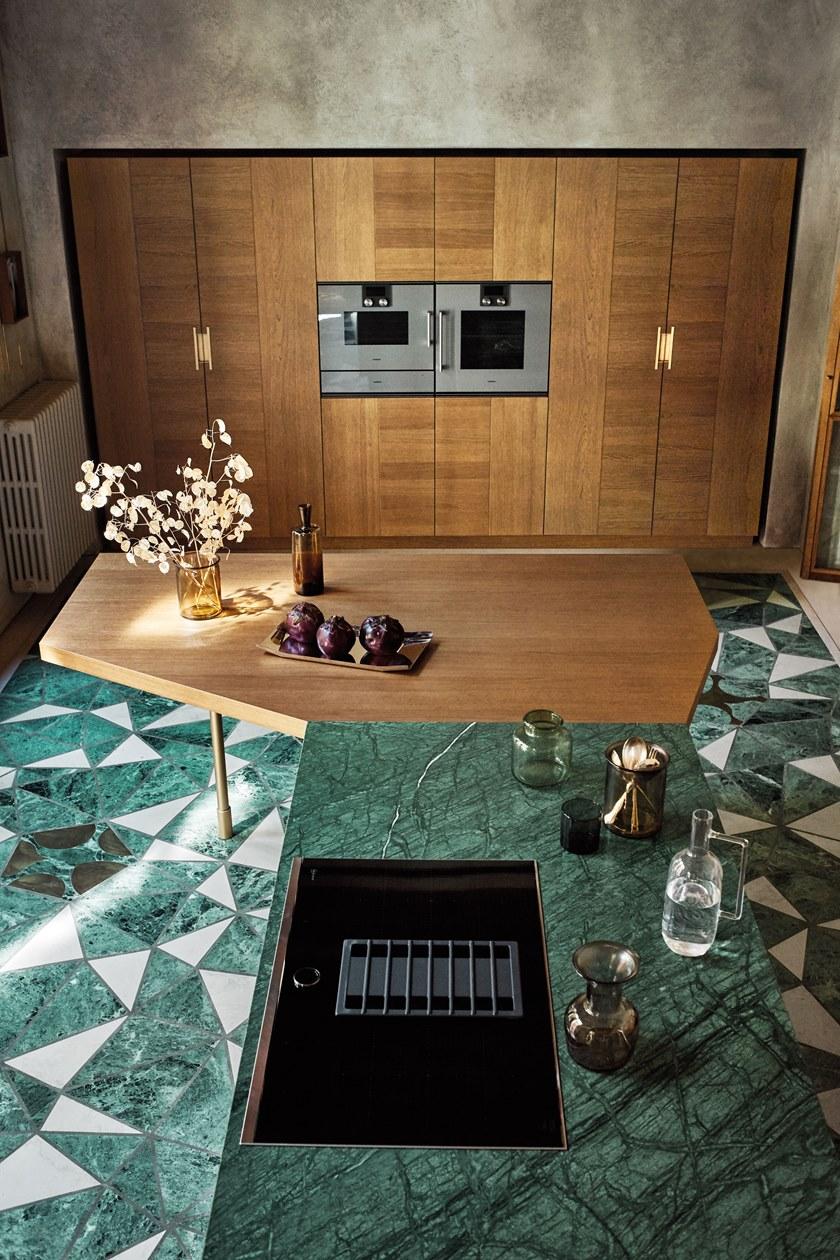 Cesar Кухня из зеленого гватемальского мрамора и дуба с островом Intarsio sun-id-1354150 - Вид №3