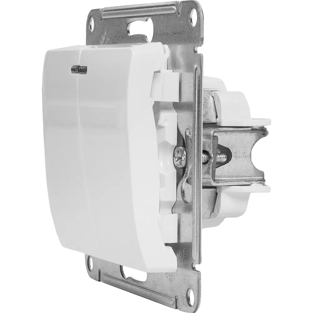Выключатель проходной встраиваемый Systeme Electric Glossa СХ5А 2 клавиши с подсветкой цвет молочный STLM-2208923 - Вид №4