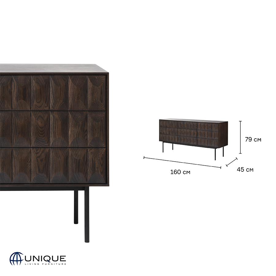 42073181 Комод , latina, 3 секции, 160х45х79 см Unique Furniture  - Вид №5