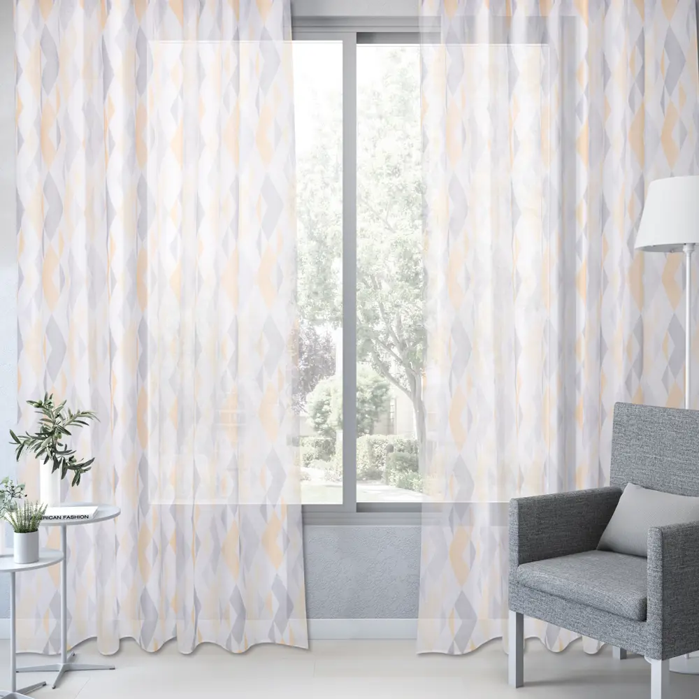 Тюль на ленте Inspire Mukkonam 250x280 см цвет серо-желтый STLM-2170509 - Вид №6