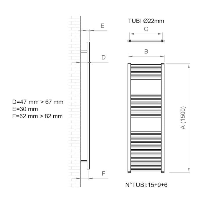 Настенный стальной полотенцесушитель с горячей водой Ercos Опера ARCH-00133307 - Вид №6
