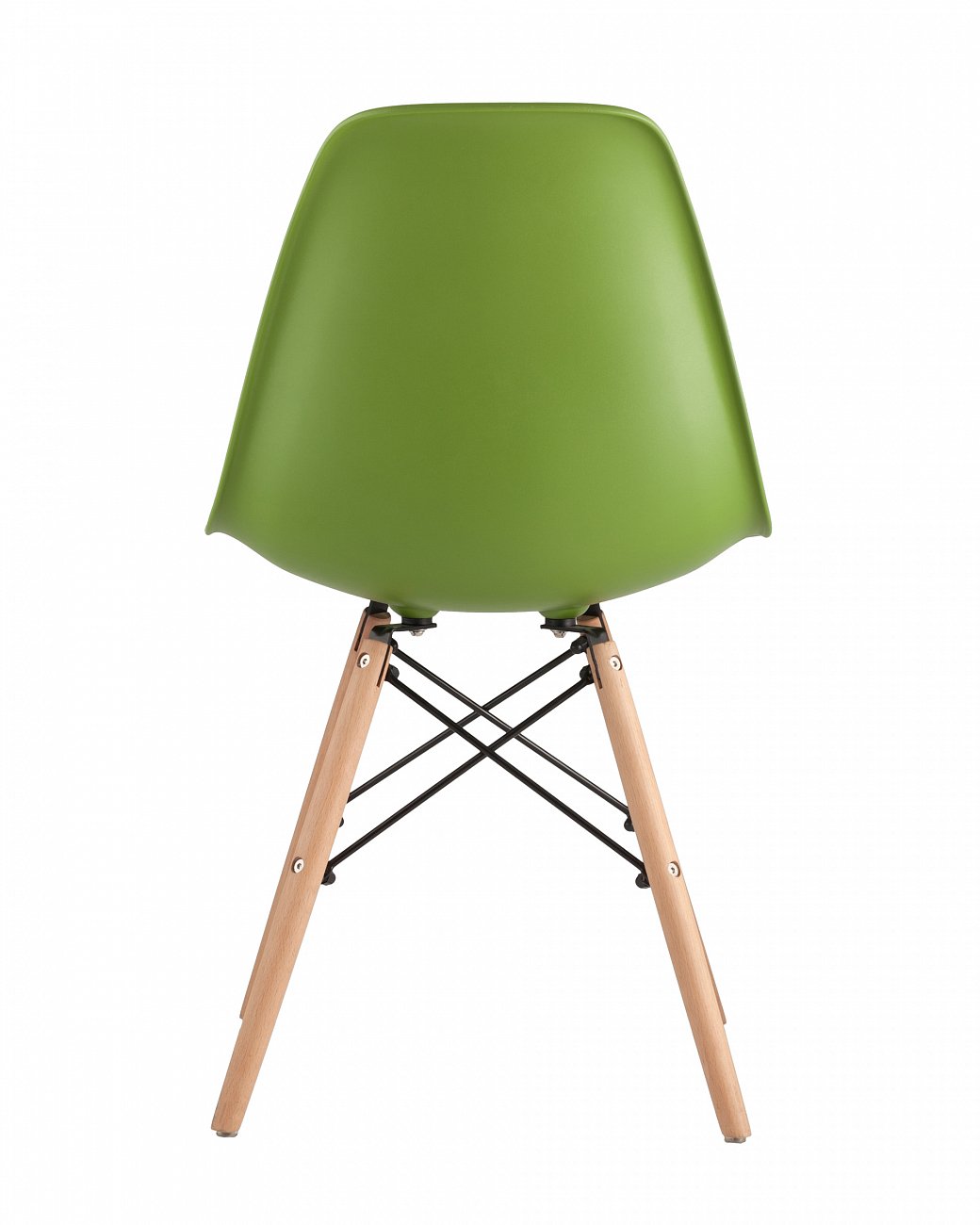 Стул со спинкой зеленый с деревянными ножками Eames EAMES ДИЗАЙНЕРСКИЕ, EAMES DSW 00-3882023 Зеленый  - Вид №2