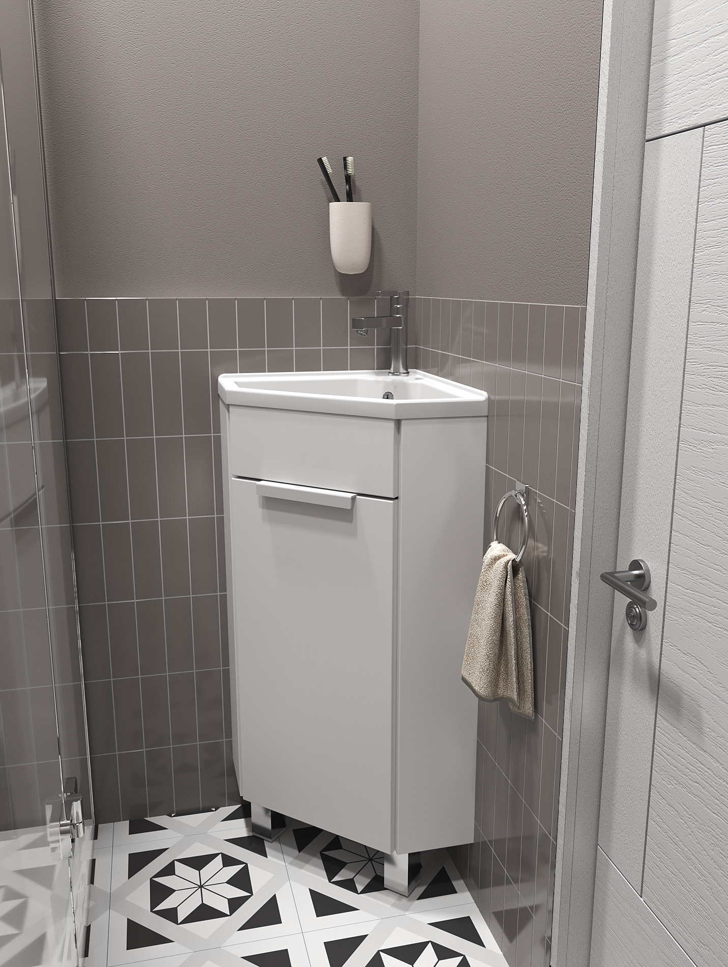 Ц0000001635 Тумба с раковиной Penta 37х37Н 1д. Белый глянец 1 Marka Penta - Вид №2