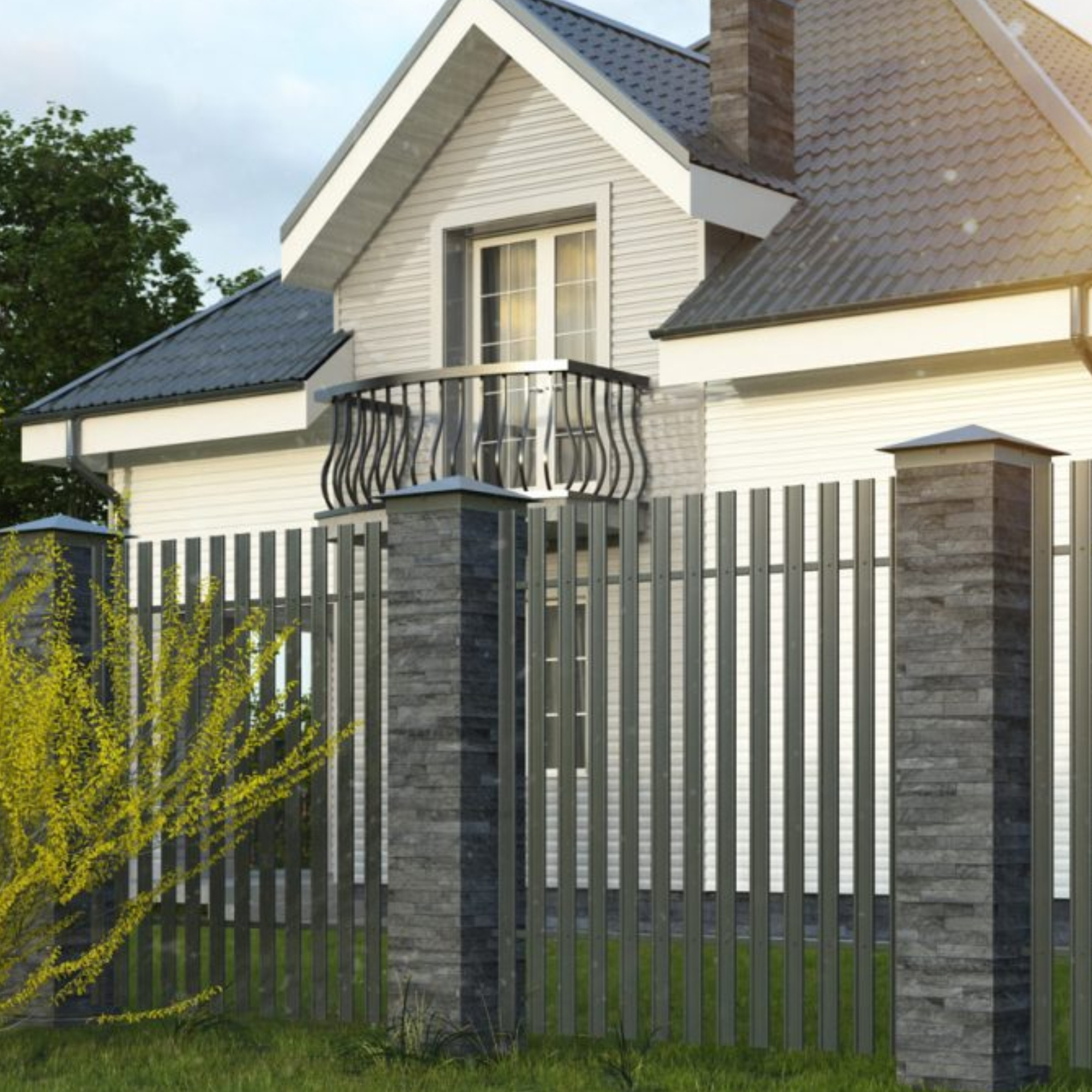 Santreyd Евроштакетник М-образный 69мм графит двухсторонний 84169421 STLM-0046766 - Вид №4