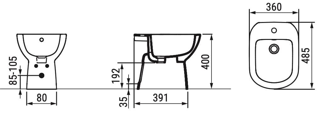Керамическое биде с переливом Ceramica Dolomite Gemma2 ARCH-00002584