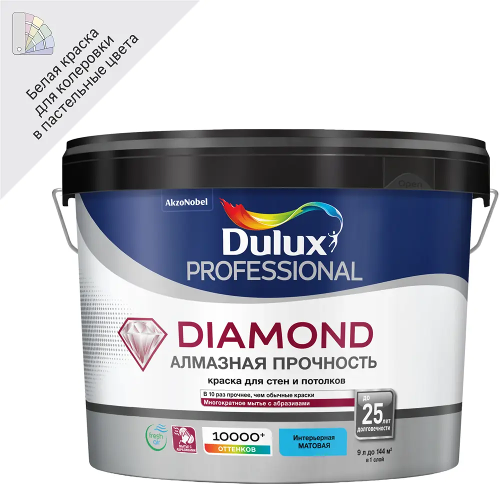Краска Dulux Professional Diamond для стен и потолков - матовая, моющаяся, белая 84734449 STLM-0054371