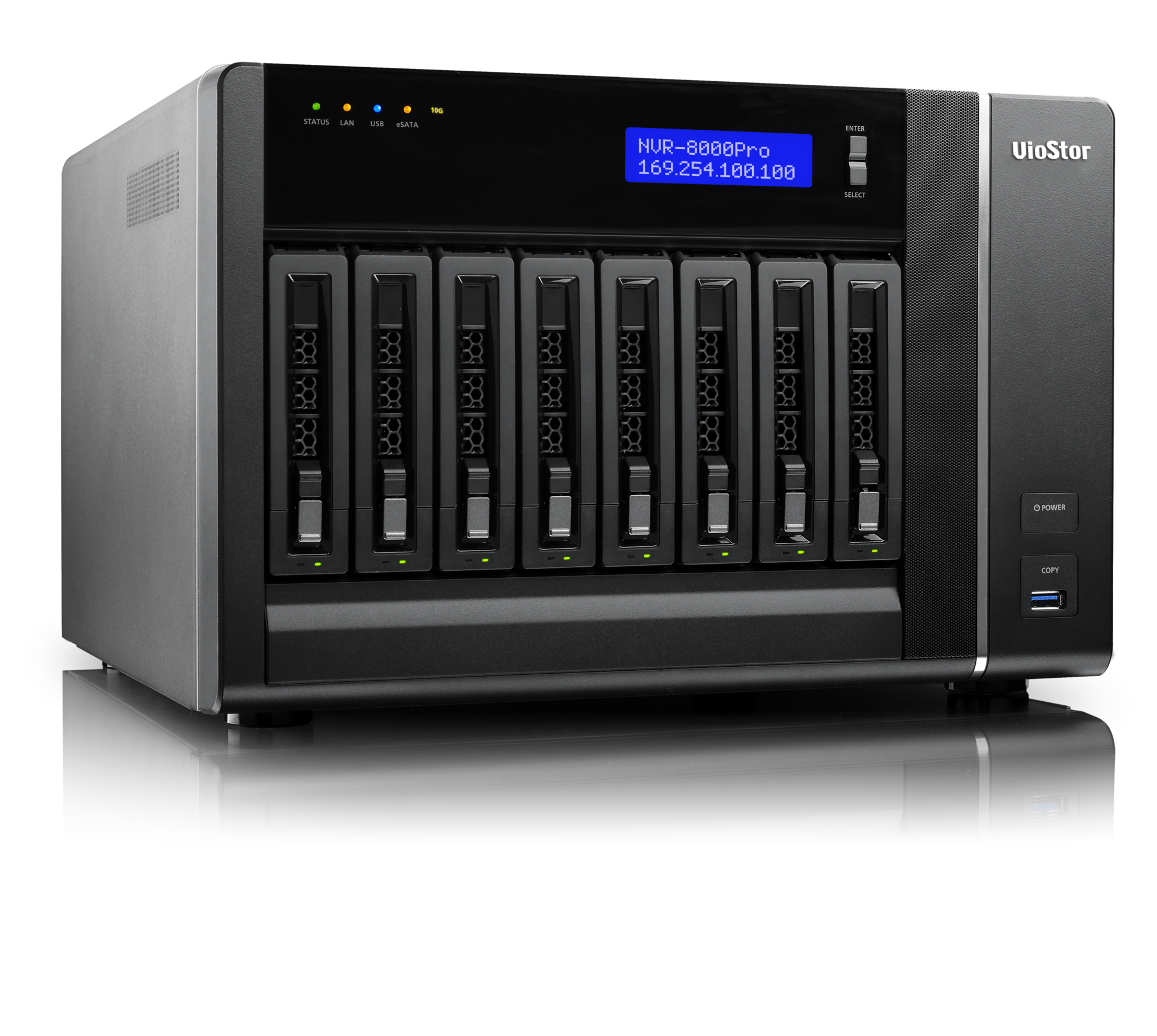 VS-8124 Pro+ Smb nvr, 24 channels, 8-tray w/o hdd, local monitoring. intel core i3 3,3 ghz QNAP Santreyd  - Вид №3