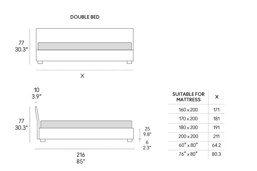 Мягкая и съемная двуспальная кровать Casamania & Horm кровать Figi ARCH-00068995 - Вид №5