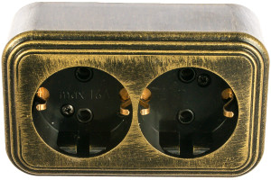15975373 Розетка о/п с з/к 2-местная серия , бронза патина 26424 8 duwi Palazzo Vintage